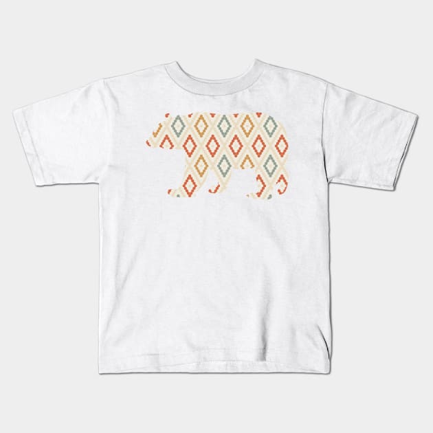 Bear Silhouette with Pattern Kids T-Shirt by deificusArt